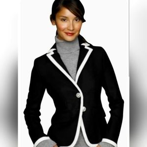 J. Crew Lexington Blazer Ouvrier Les Ports Wool Sz 4 BLACK white tipped Jacket